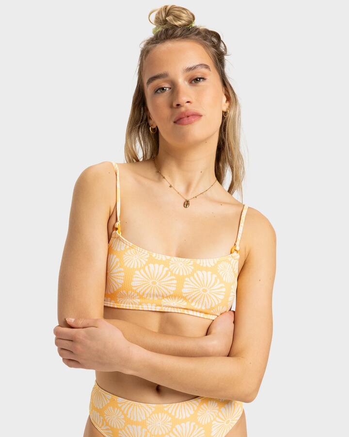 Image of Swimwear. Product name - Roxy Womens Tropical Tile Bikini Top Banana Cream Tropical Tile in Banana Cream Tropical Tile colour by brand - Roxy
