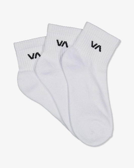 Image of Socks. Productname: RVCA - Womens Va Mini Crew Socks (3 Pack) - White - in White colour by brand - RVCA