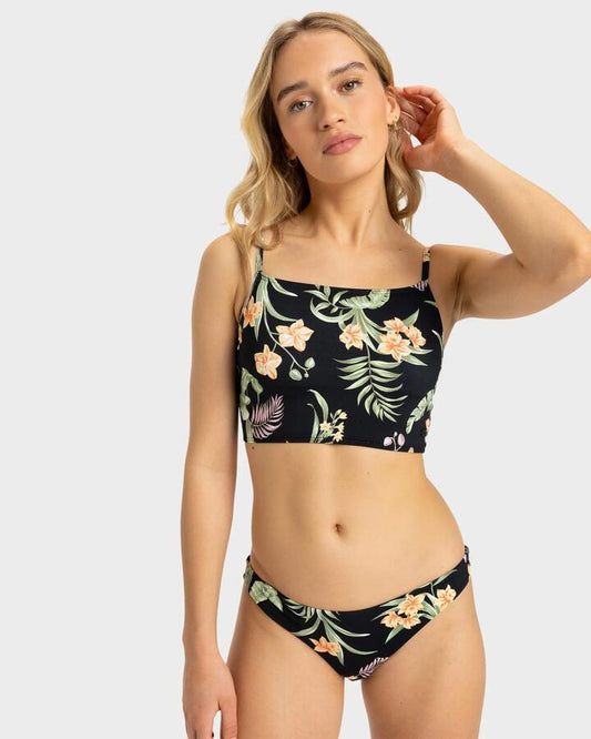 Image of Swimwear. Productname: Roxy - Womens Printed Beach Classics Cheeky Bikini Bottom - Anthracite Island Escape - in Anthracite Island Escape colour by brand - Roxy