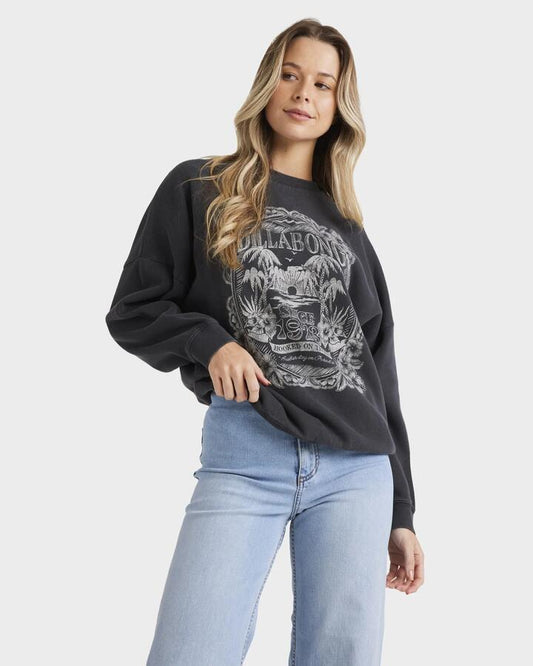 Image of a model wearing Tops. Productname: Billabong Womens Nirvana Tour T-Shirt Off Black - in Off Black colour by brand - Billabong