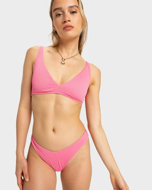 Image of Swimwear. Productname: Roxy - Womens Rib Roxy Love Bikini Bottom - Pink Carnation - in Pink Carnation colour by brand - Roxy