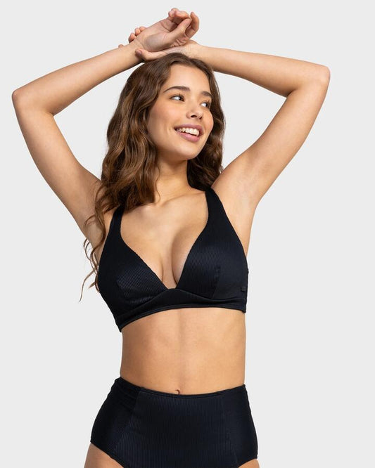 Image of Swimwear. Productname: Roxy Womens Rib Roxy Love The Roller Bikini Top Pink Carnation - in Pink Carnation colour by brand - Roxy