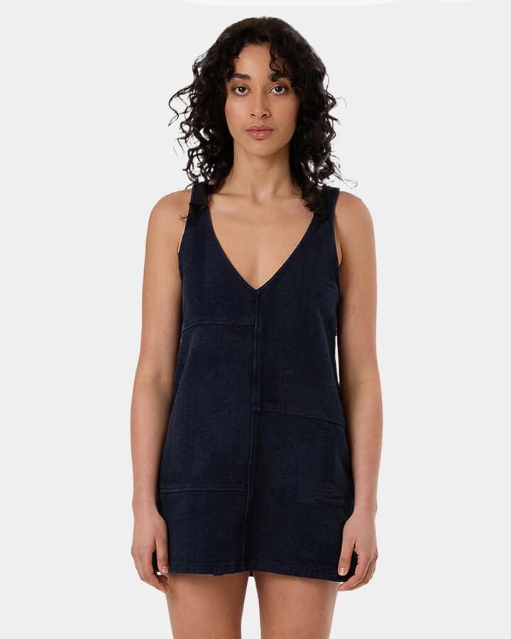 Image of Dresses. Product name - Thrills Womens Blend Jacquard Kai Mini Dress Indigo Overdye in Indigo Overdye colour by brand - Thrills