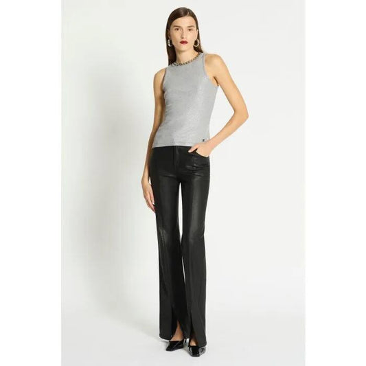 Image of a model wearing Denim. Productname: Variation Waxy Jean in Black colour by brand - sass and bide