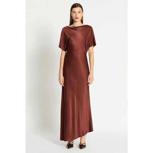 Image of a model wearing Dress. Productname: Eden Dress in MASALA colour by brand - sass and bide
