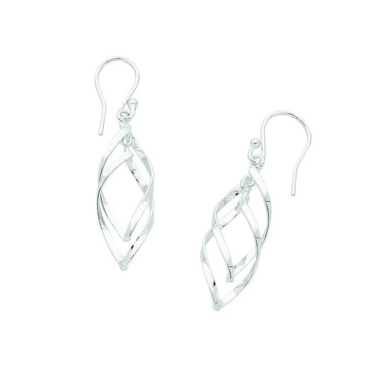 Image of Earrings. Productname: Sterling Silver Open Twist Drop Earrings in Silver colour by brand - Bevilles