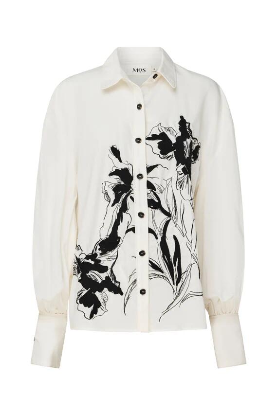 Image of a model wearing Tops. Productname: Lis Embroidery Blouse in Ivory colour by brand - MOS The Label