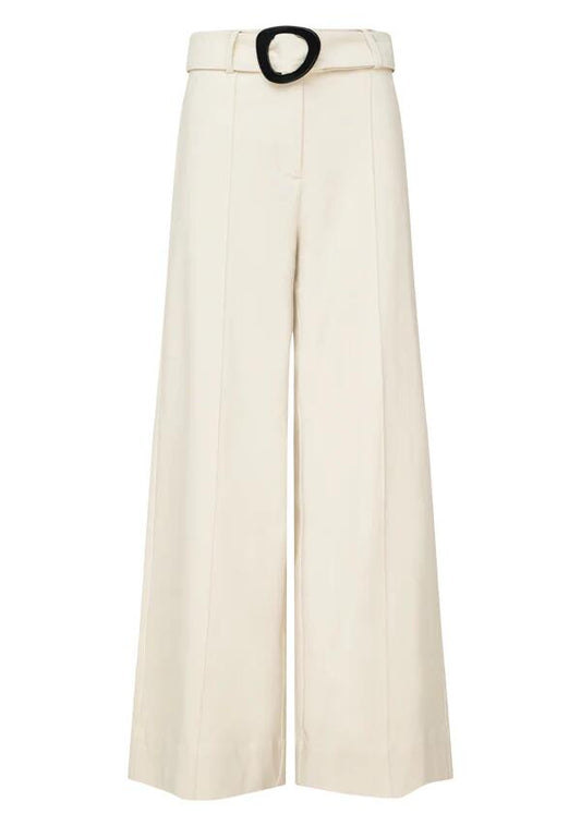 Image of a model wearing Pants. Productname: Lis Wide Leg Pants in Ivory colour by brand - MOS The Label