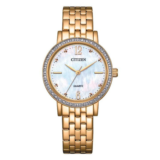 Image of a model wearing Dress. Productname: Citizen Women's Dress Watch EL3103-57D in Watch colour by brand - Citizen