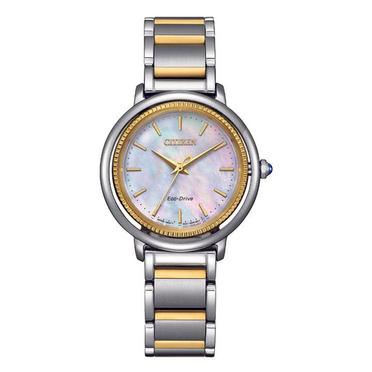 Image of a model wearing Dress. Productname: Citizen Women's Dress Watch EM1104-83D in Watch colour by brand - Citizen