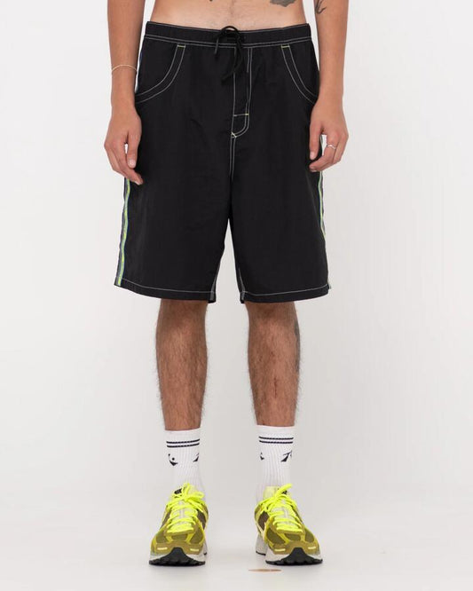 Image of Swimwear. Product name - Rusty Mens Flip Daddy 22" Boardshorts Black in Black colour by brand - Rusty