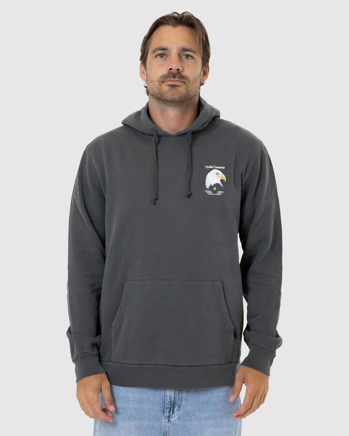 Image of a model wearing Outerwear. Productname: Thrills - Mens Exalted Existence Pullover Hoodie - Merch Black - in Merch Black colour by brand - Thrills