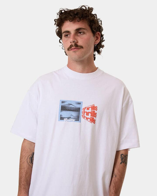 Image of T-Shirts. Productname: Thrills Mens Dream Reality Box Fit Oversized T-Shirt White - in White colour by brand - Thrills
