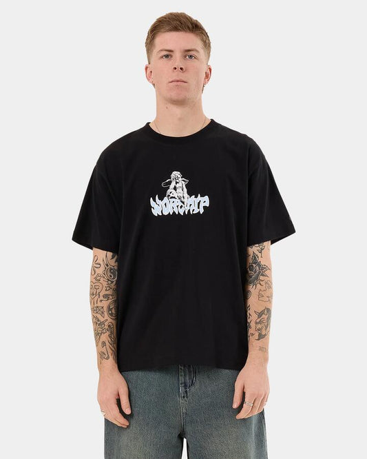 Image of T-Shirts. Product name - Worship Mens Mortality T-Shirt Black in Black colour by brand - Worship
