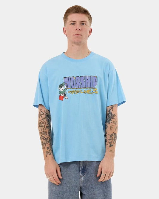 Image of T-Shirts. Productname: Worship Mens Pyrotechnics T-Shirt Baltic - in Baltic colour by brand - Worship