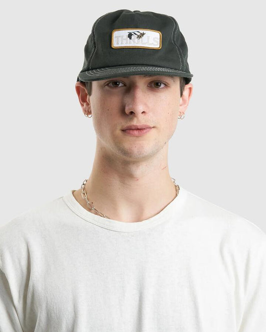 Image of Hats. Productname: Thrills - Mens Secret Garden 5 Panel Cap - Oil Green - in Oil Green colour by brand - Thrills