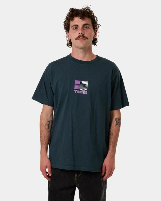 Image of T-Shirts. Product name - Thrills Mens Hazed Merch Fit T-Shirt Deep Teal in Deep Teal colour by brand - Thrills