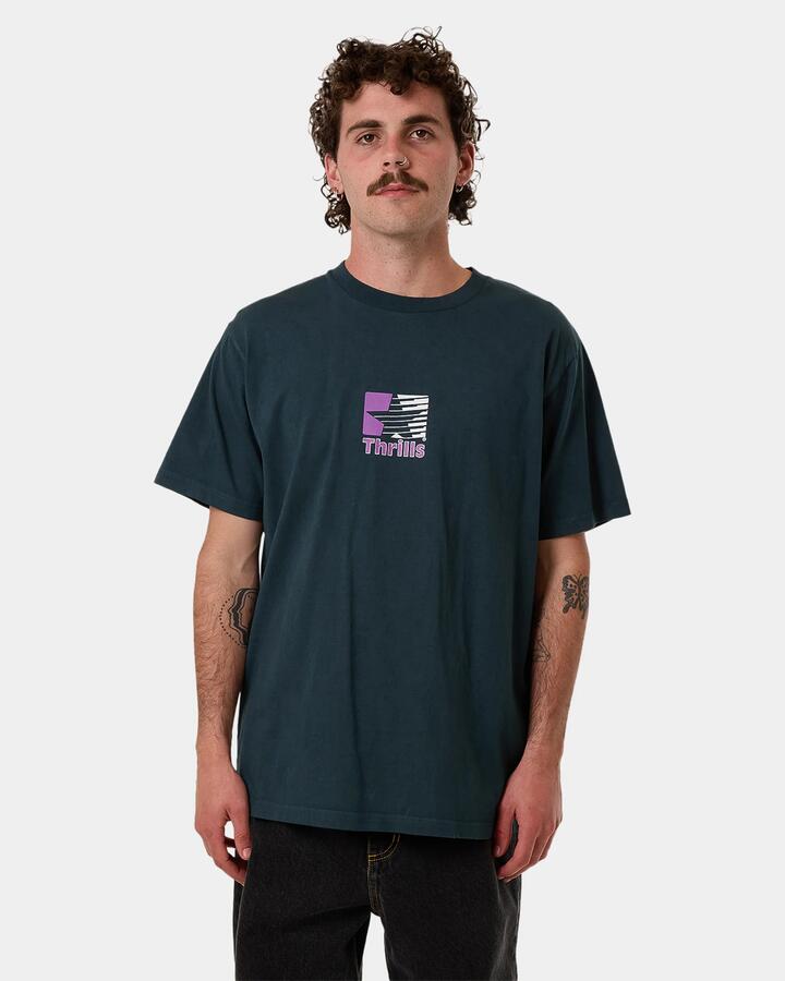 Image of T-Shirts. Product name - Thrills Mens Hazed Merch Fit T-Shirt Deep Teal in Deep Teal colour by brand - Thrills