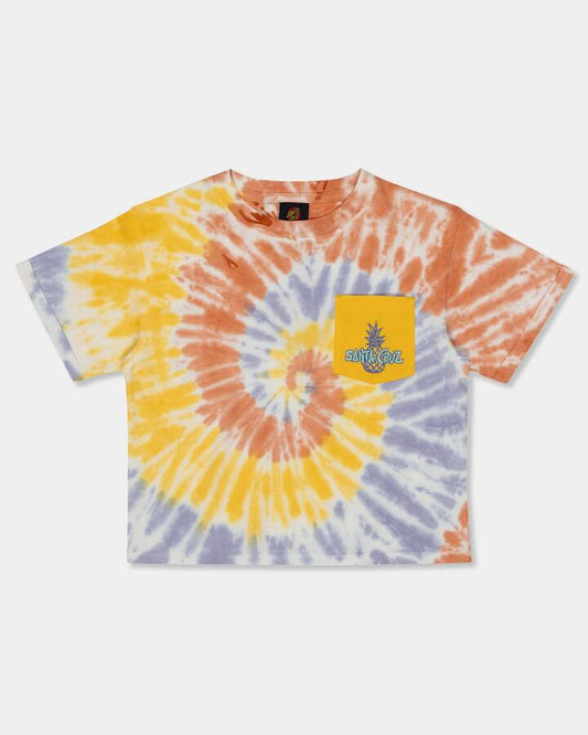 Image of T-Shirts. Product name - Santa Cruz Girls 8-16 Santa Cruz Tropic Cropped T-Shirt Gold Tie Dye in Gold Tie Dye colour by brand - Santa Cruz