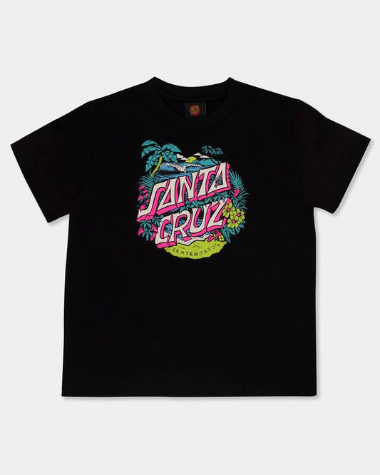Image of T-Shirts. Product name - Santa Cruz Girls 8-16 Aloha Dot T-Shirt Black in Black colour by brand - Santa Cruz