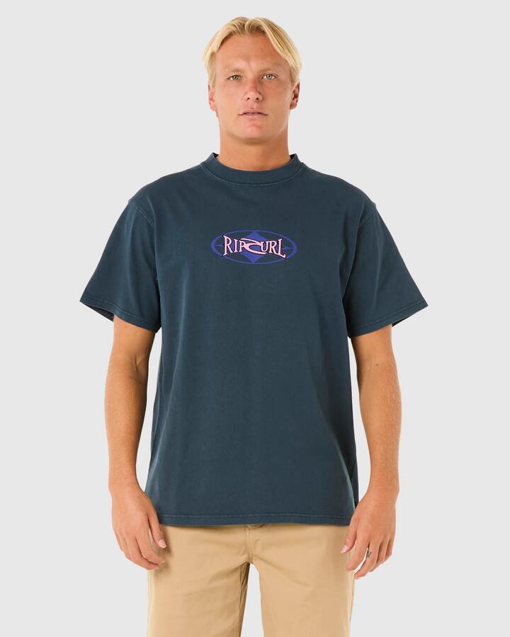 Image of T-Shirts. Product name - Rip Curl Mens Heritage Oval T-Shirt Dark Navy in Dark Navy colour by brand - Rip Curl
