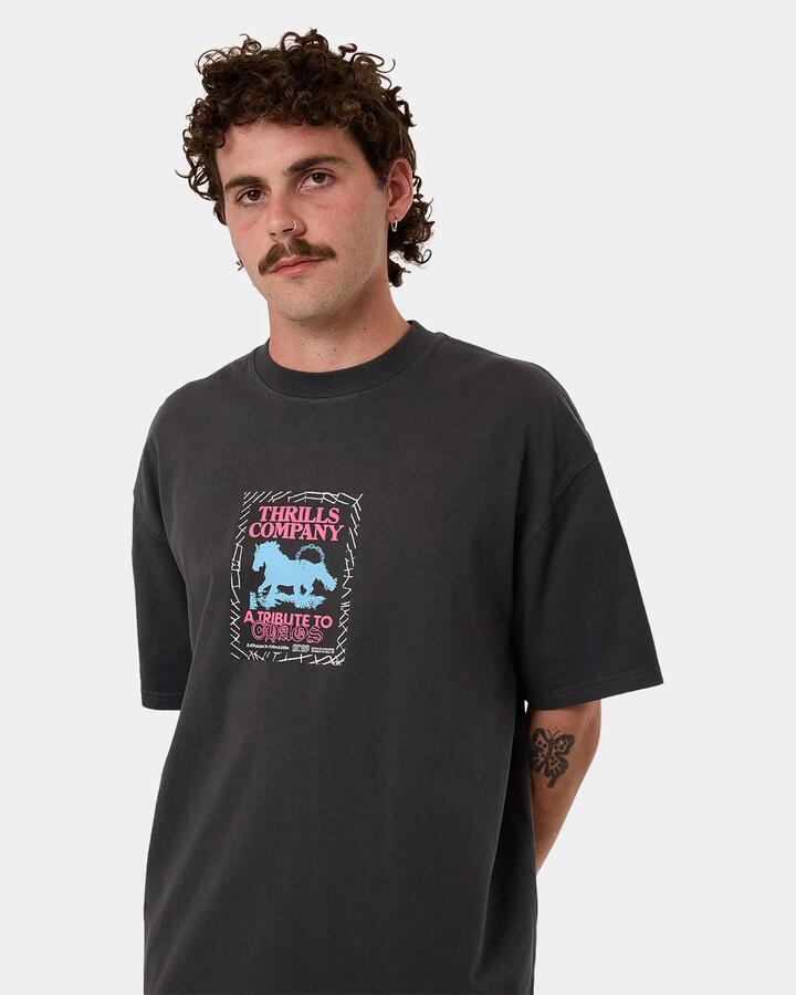 Image of T-Shirts. Product name - Thrills Mens Chain Of Formation Oversized T-Shirt Dark Charcoal in Dark Charcoal colour by brand - Thrills