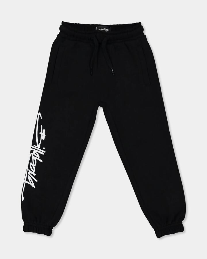 Image of a model wearing Pants. Product name - Billabong Boys 0-7 Logo Trackpants Black in Black colour by brand - Billabong