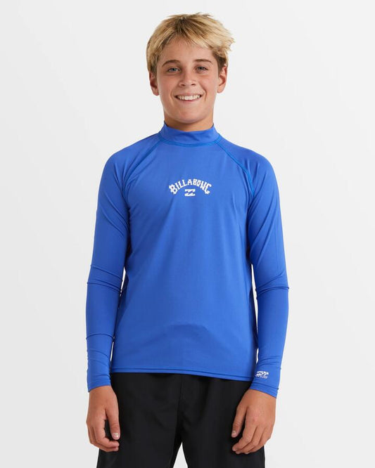 Image of Coats & Jackets. Product name - Billabong Boys 8-16 All Day Arch Rash Vest Cobalt in Cobalt colour by brand - Billabong