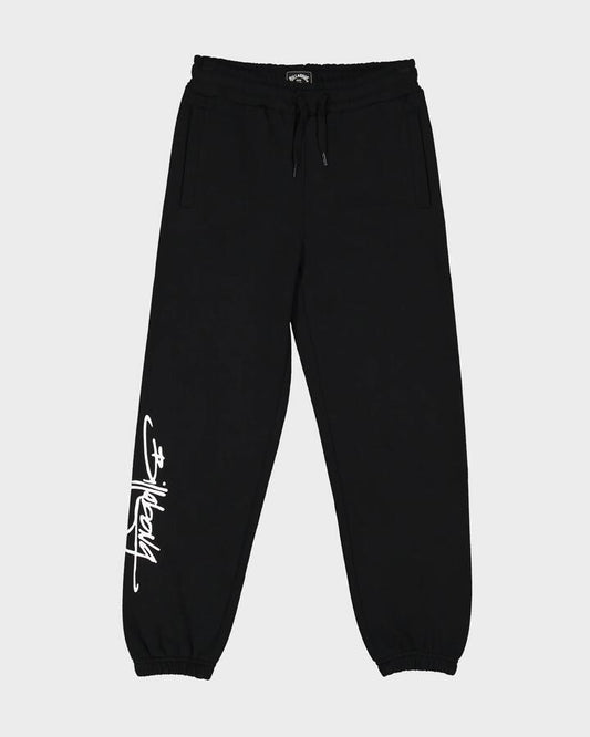 Image of a model wearing Pants. Product name - Billabong Boys 8-16 Trucker Track Pants Black in Black colour by brand - Billabong