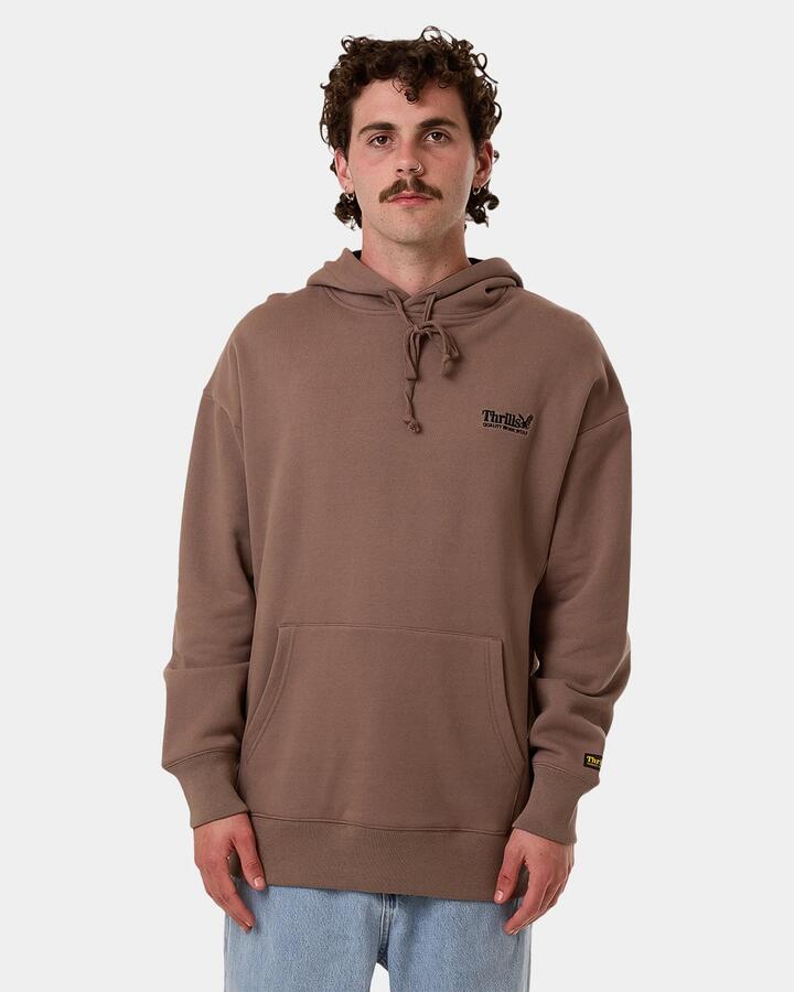 Image of a model wearing Outerwear. Productname: Thrills - Mens Thrills Union Slouch Pullover Hoodie - Falcon - in Falcon colour by brand - Thrills