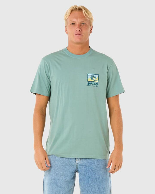 Image of T-Shirts. Product name - Rip Curl Mens Raw Energy Trad T-Shirt Blue Lagoon in Blue Lagoon colour by brand - Rip Curl