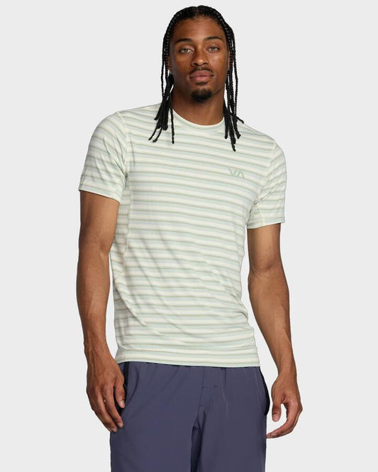 Image of T-Shirts. Productname: RVCA Mens Sport Vent Stripe T-Shirt Antique White - in Antique White colour by brand - RVCA