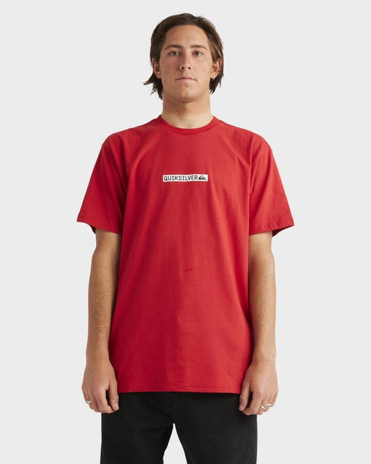Image of T-Shirts. Productname: Quiksilver Mens Quiksilver Clicker Logo T-Shirt Salsa - in Salsa colour by brand - Quiksilver