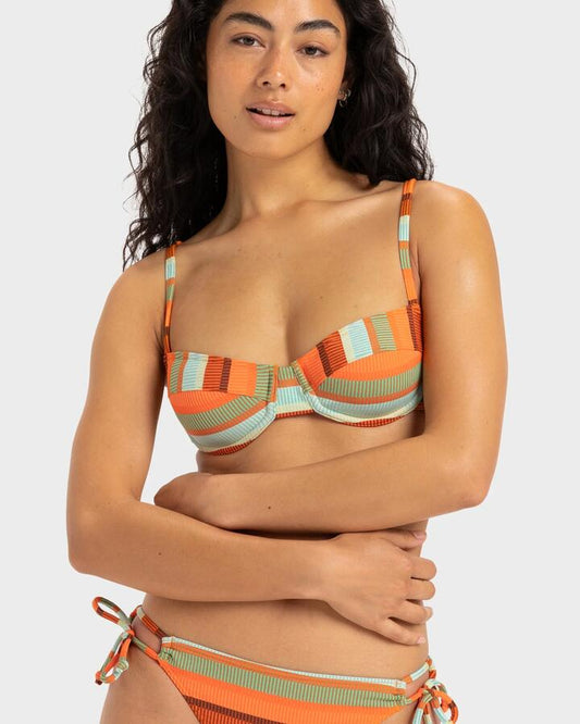 Image of Swimwear. Productname: Roxy Womens Sunset Stripe Bikini Top Orange Tiger - in Orange Tiger colour by brand - Roxy