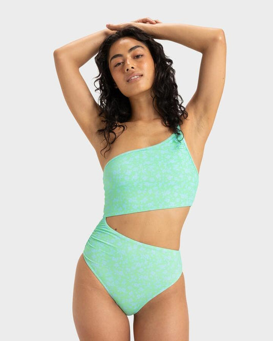 Image of Swimwear. Productname: Roxy Womens Mini Hula One Piece Swimsuit Spring Bug Vaca All Day - in Spring Bug Vaca All Day colour by brand - Roxy