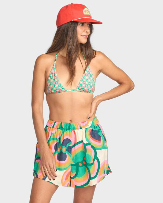 Image of a model wearing Shorts. Productname: Billabong Womens Mami Wata Elastic Waist Shorts Multi - in Multi colour by brand - Billabong