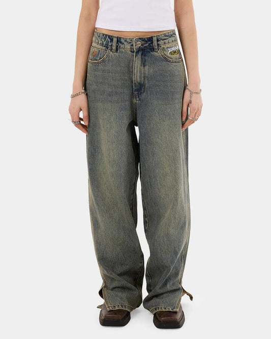 Image of Jeans. Productname: Worship Womens Messenger Big Baggy Denim Jeans Corrosive - in Corrosive colour by brand - Worship