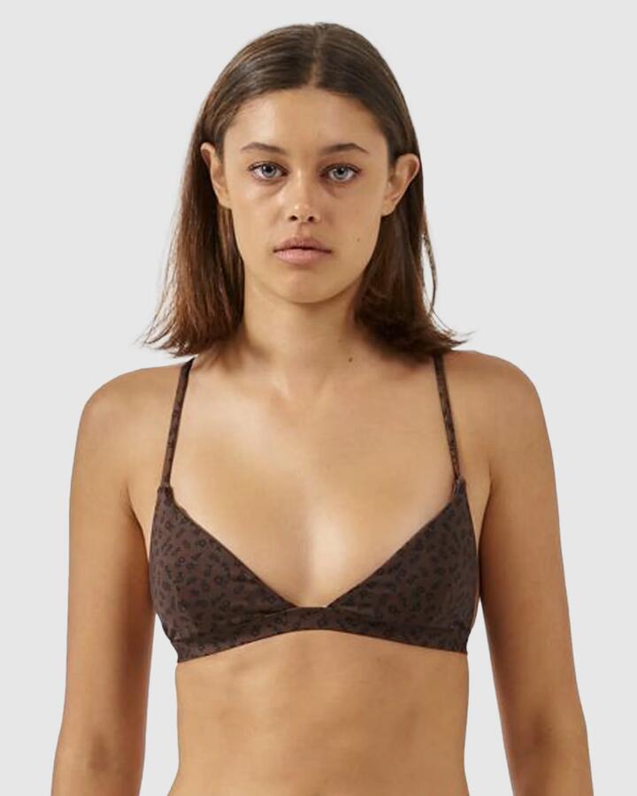 Image of Swimwear. Product name - Thrills Womens Cassia Fixed Triangle Bikini Top Black in Black colour by brand - Thrills
