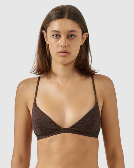 Image of Swimwear. Product name - Thrills Womens Cassia Fixed Triangle Bikini Top Black in Black colour by brand - Thrills