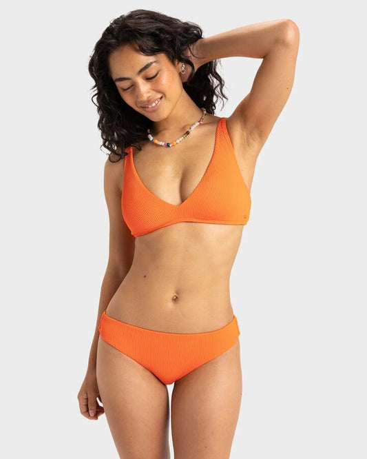 Image of Swimwear. Product name - Roxy Womens Rib Roxy Love Bikini Bottom Orange Tiger in Orange Tiger colour by brand - Roxy