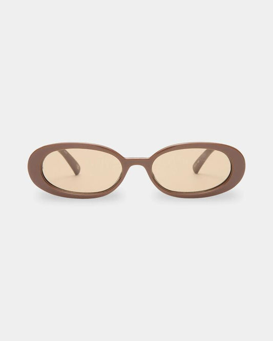 Image of Sunglasses. Productname: Le Specs Outta Love Cocoa Oval Sunglasses Mocha Tint - in Mocha Tint colour by brand - Le Specs