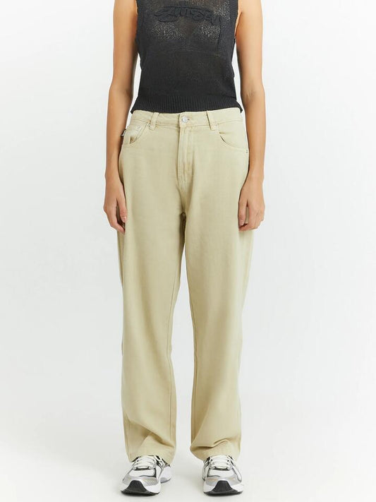 Image of a model wearing Denim. Productname: Stussy Big Ol Jeans in Sandstone colour by brand - Stussy