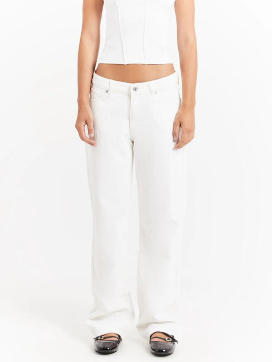 Image of a model wearing Denim. Productname: Abrand 99 Baggy Jeans in Pearl colour by brand - Abrand