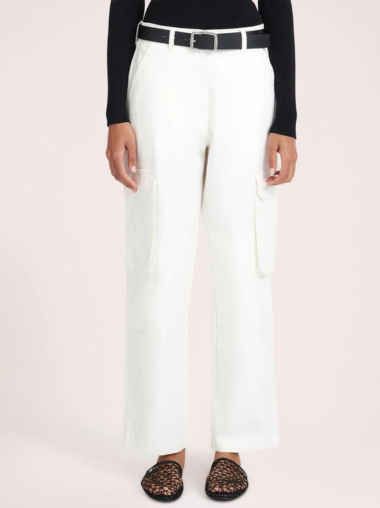 Image of a model wearing Pants. Productname: Nude Lucy Diego Cargo Pant in Salt colour by brand - Nude Lucy