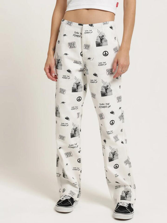 Image of a model wearing Pants. Productname: Worship Disorderly Hiatus Pants in White colour by brand - Worship