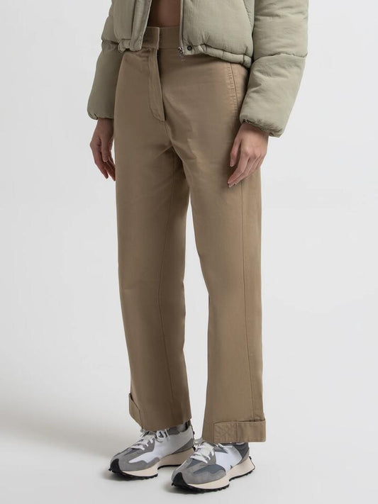 Image of a model wearing Pants. Productname: Nude Lucy Miji Twill Pants in Chino colour by brand - Nude Lucy
