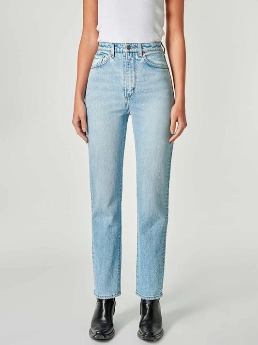 Image of a model wearing Denim. Productname: Neuw Nico Straight Jeans in Mid Vintage Indigo colour by brand - Neuw
