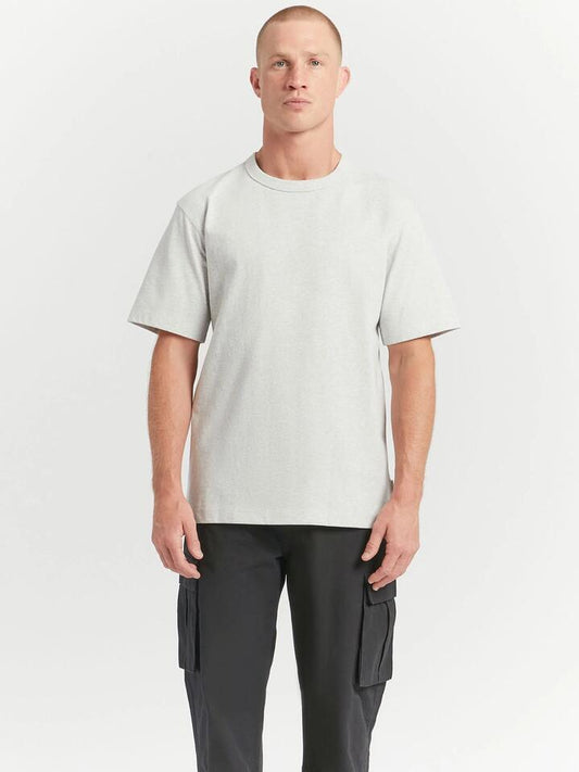 Image of a model wearing Tops. Productname: Article One Heavyweight Crew T-Shirt in Ash Heather colour by brand - Article One