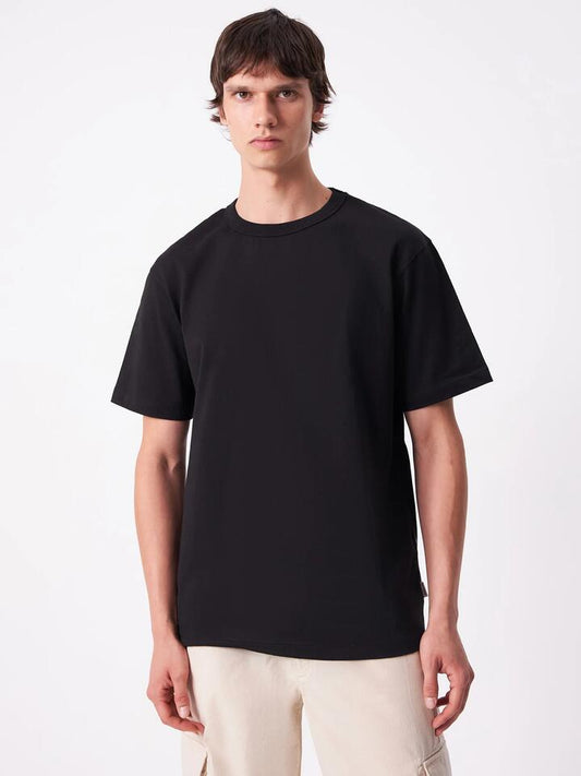 Image of a model wearing Tops. Productname: Article One Heavyweight Crew T-Shirt in Black colour by brand - Article One