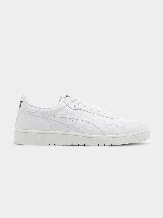 Image of Sneakers. Productname: Asics Mens Japan Low Profile White Leather Sneaker Lace Up in Whitewhite colour by brand - Asics